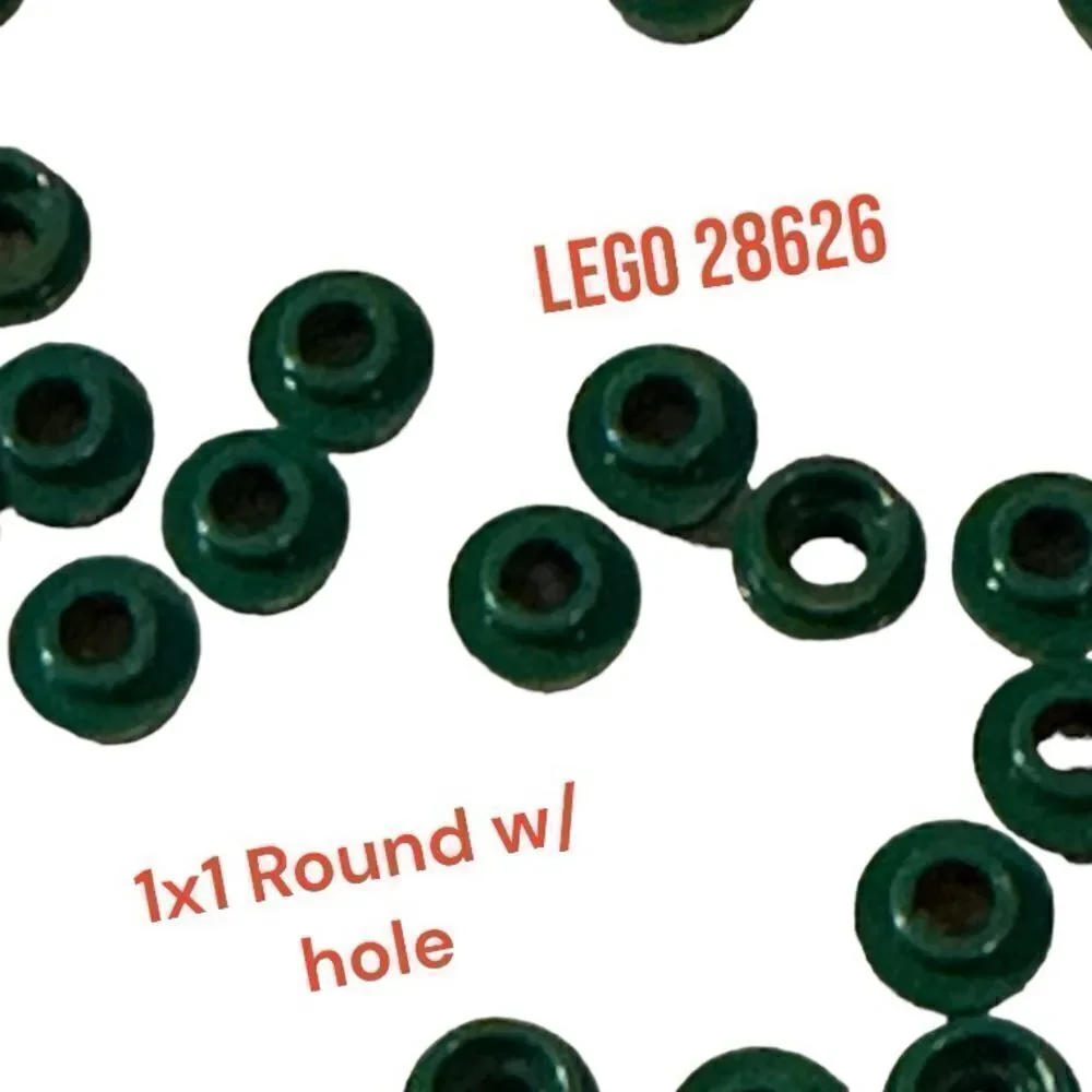 LEGO 28626 Drk green 1x1 round w/open hole stud 1 oz ounce over 300 pieces - Picture 3 of 10